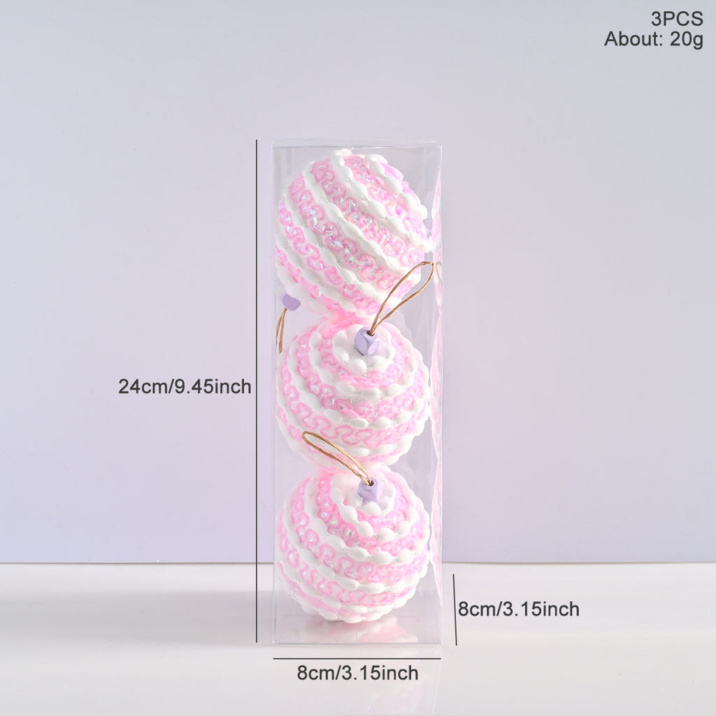 Sugarplum Dreams Collection Christmas Tree Baubles – Set of 3 (8 cm)