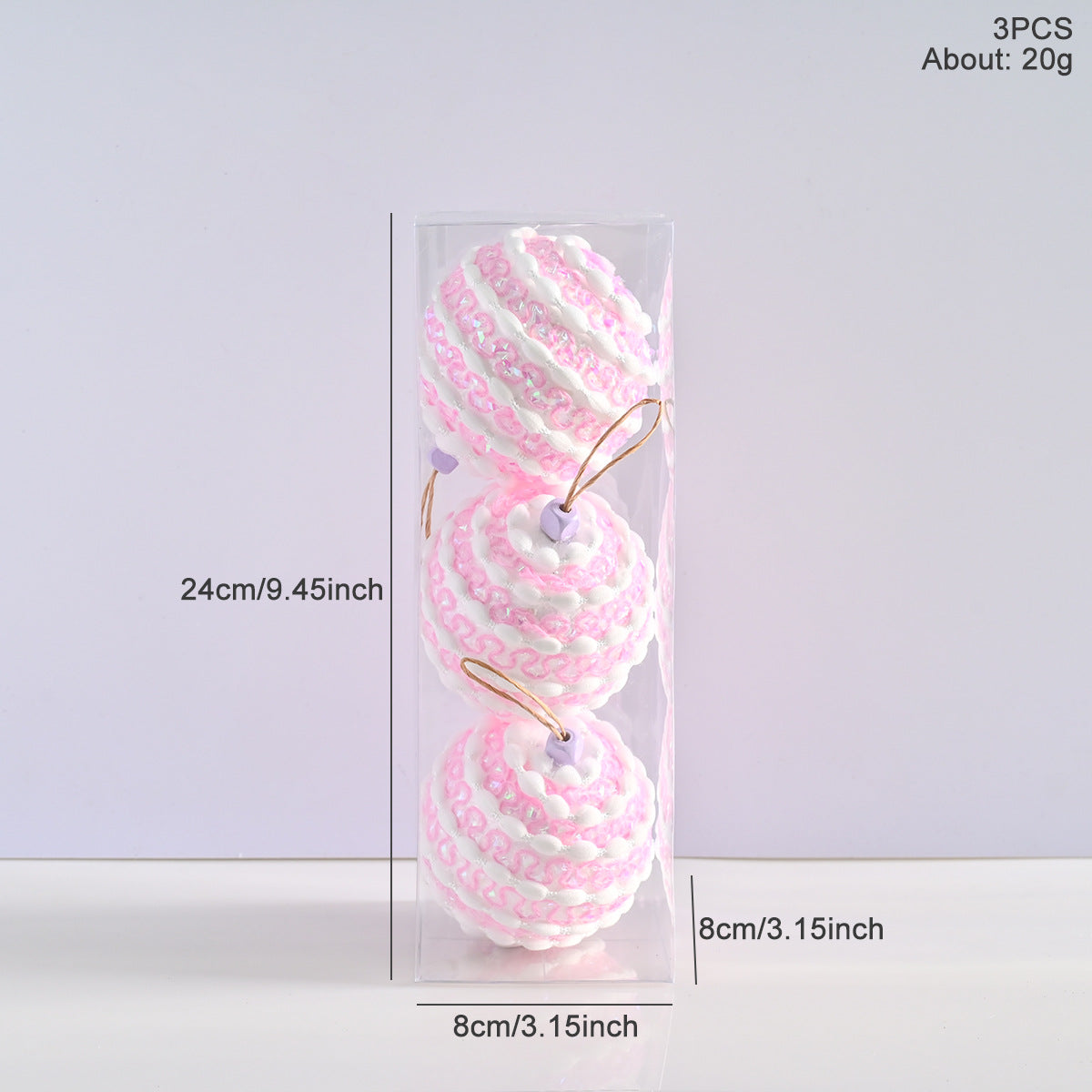 Sugarplum Dreams Collection Christmas Tree Baubles – Set of 3 (8 cm)