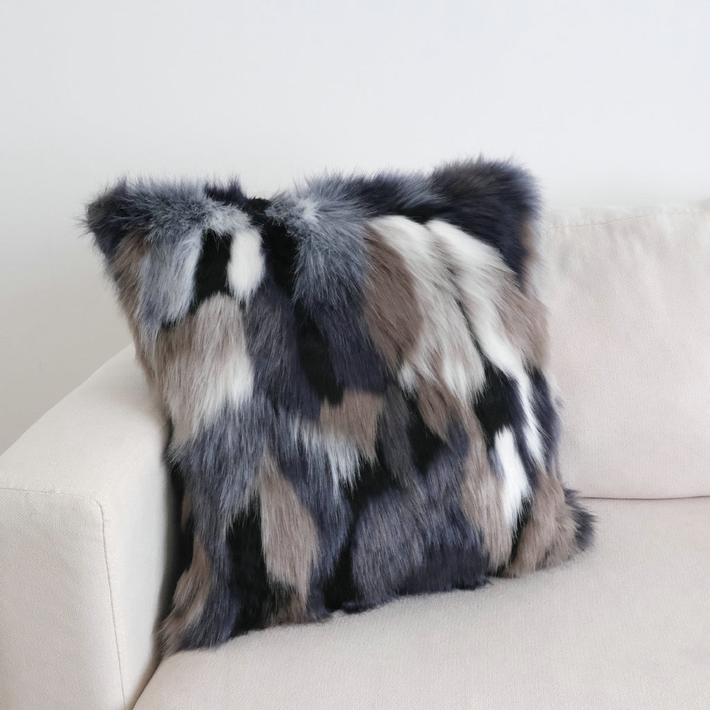 Midnight Mosaic Faux Fur Cushion Berriscent