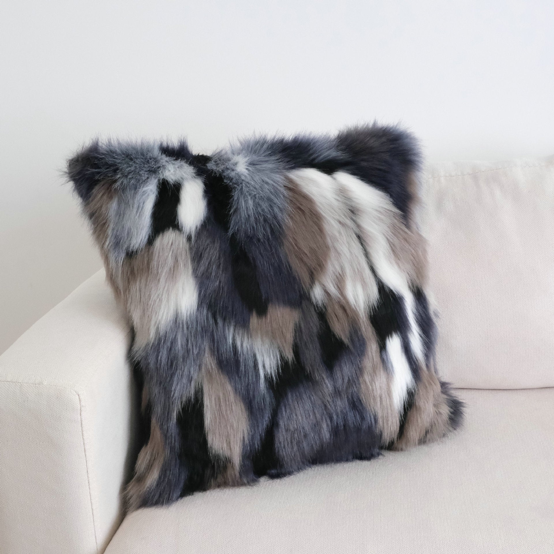 Midnight Mosaic Faux Fur Cushion Berriscent