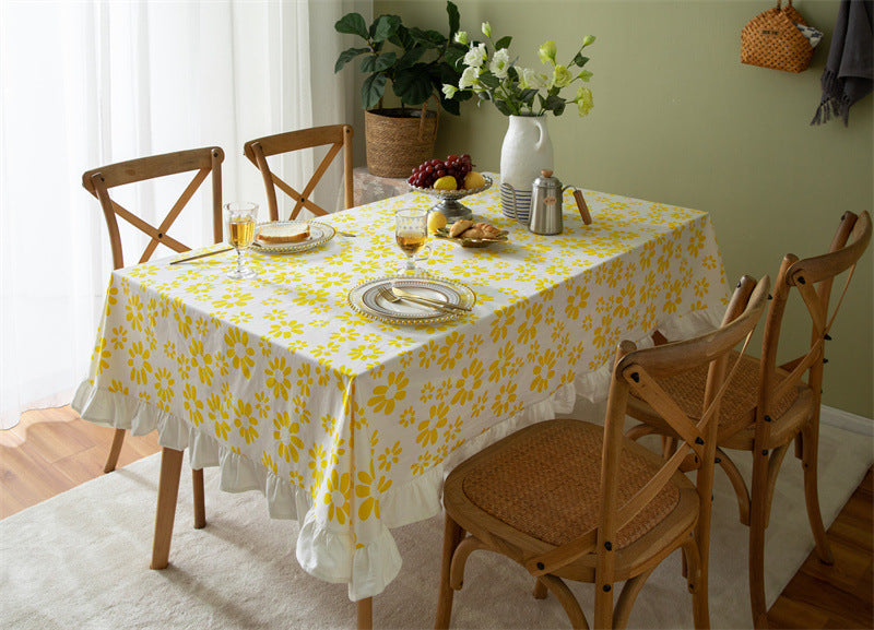 Sunny Bloom Ruffled Tablecloth Berriscent