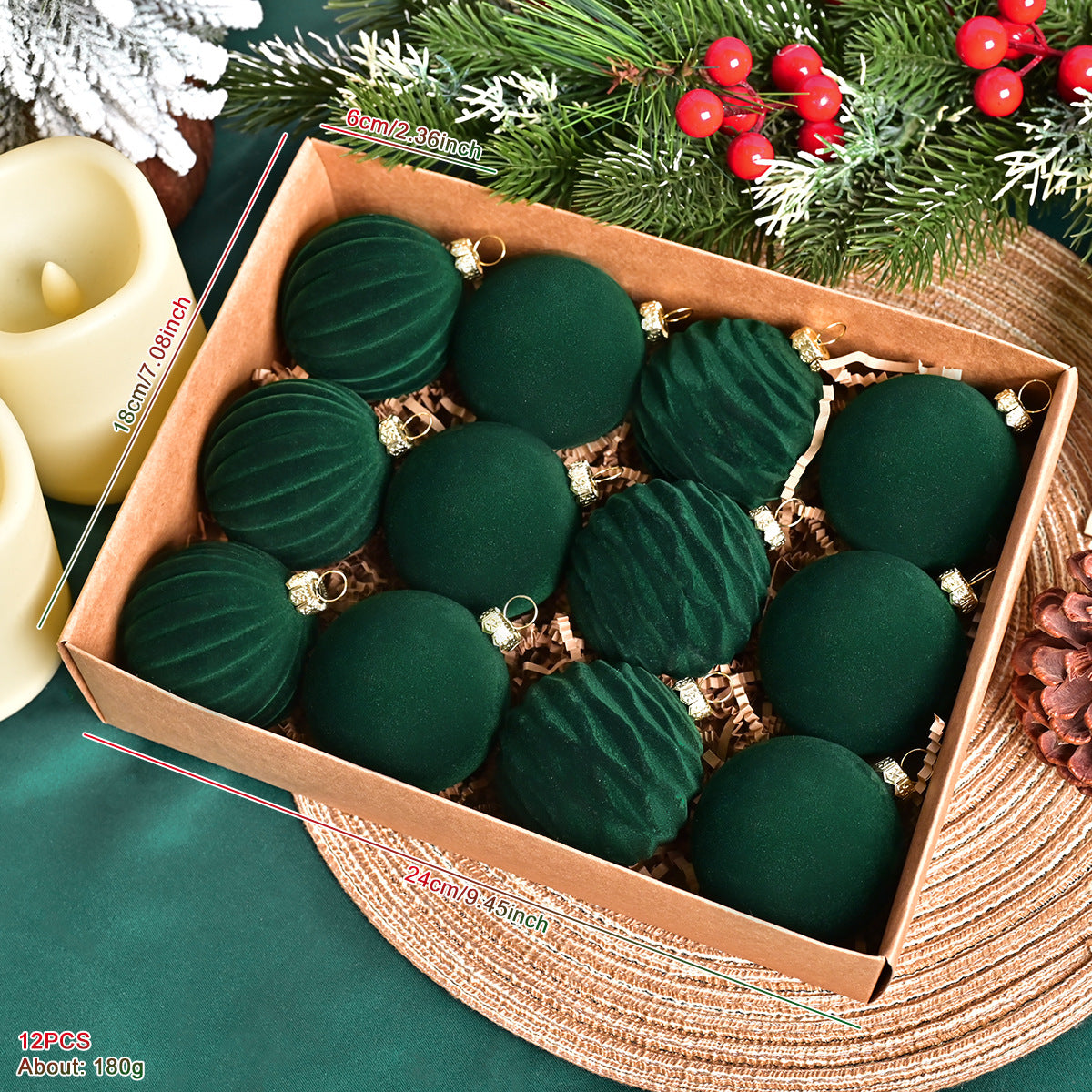 Velour Noel Collection Christmas Baubles Berriscent
