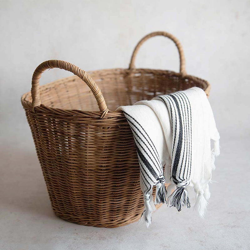 Natural Rattan Laundry Basket with Handles Berriscent
