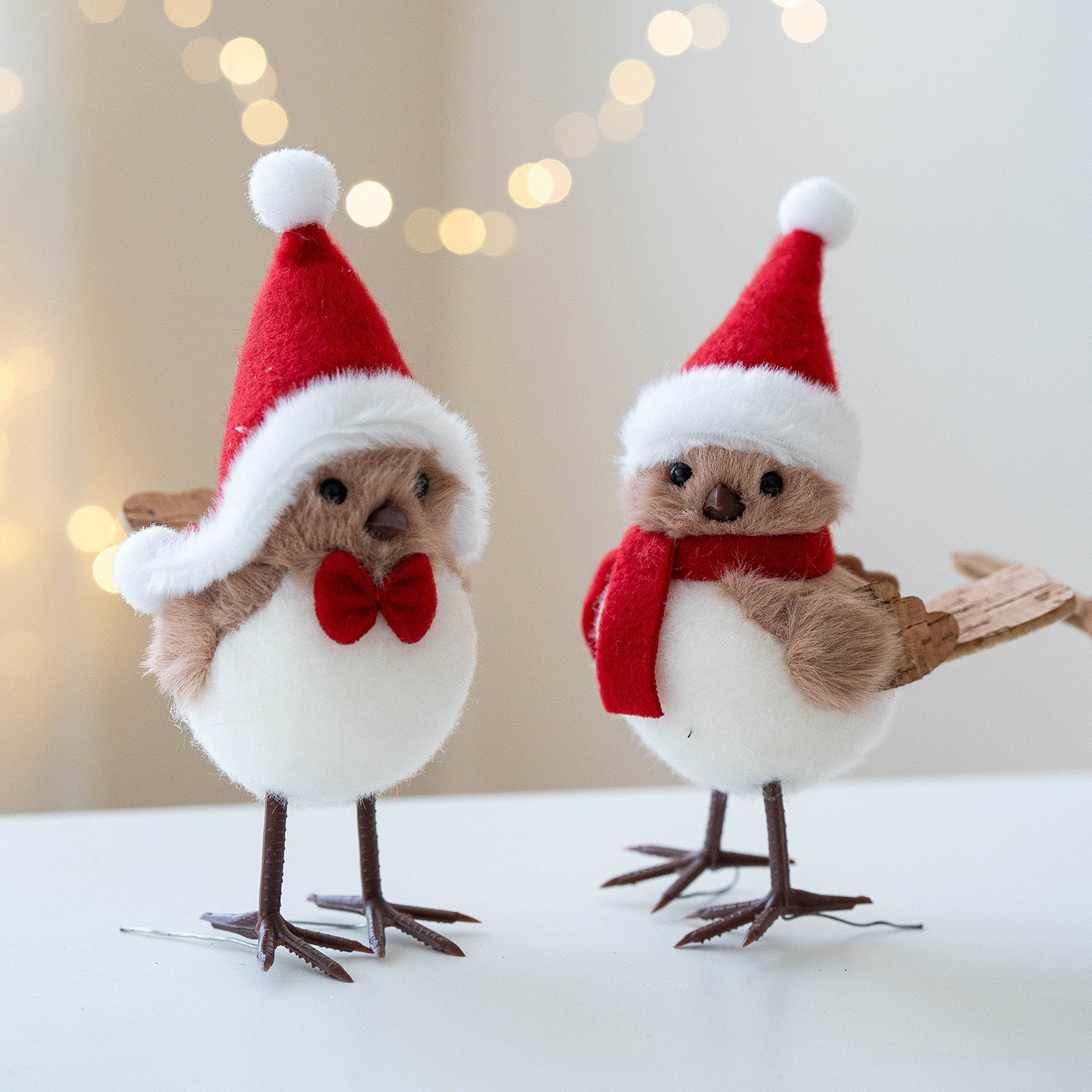 Festive Robin Trio — Plush Christmas Bird Figurines (Set of 3)