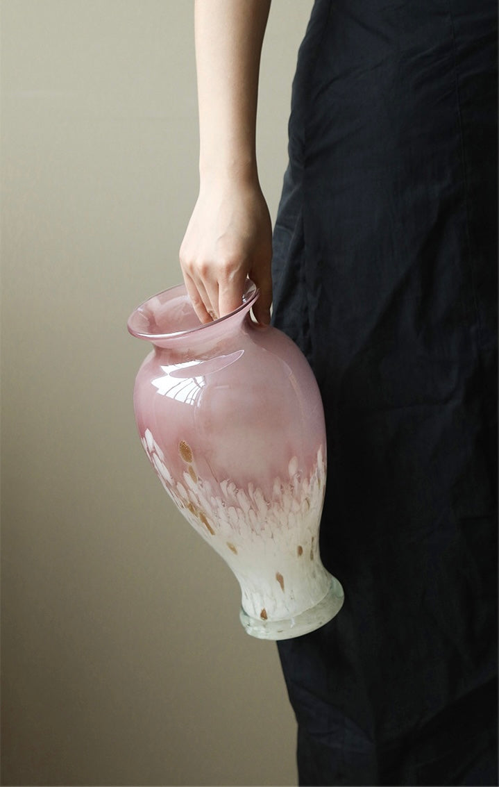 Rosy Bloom Hand-Blown Glass Vase