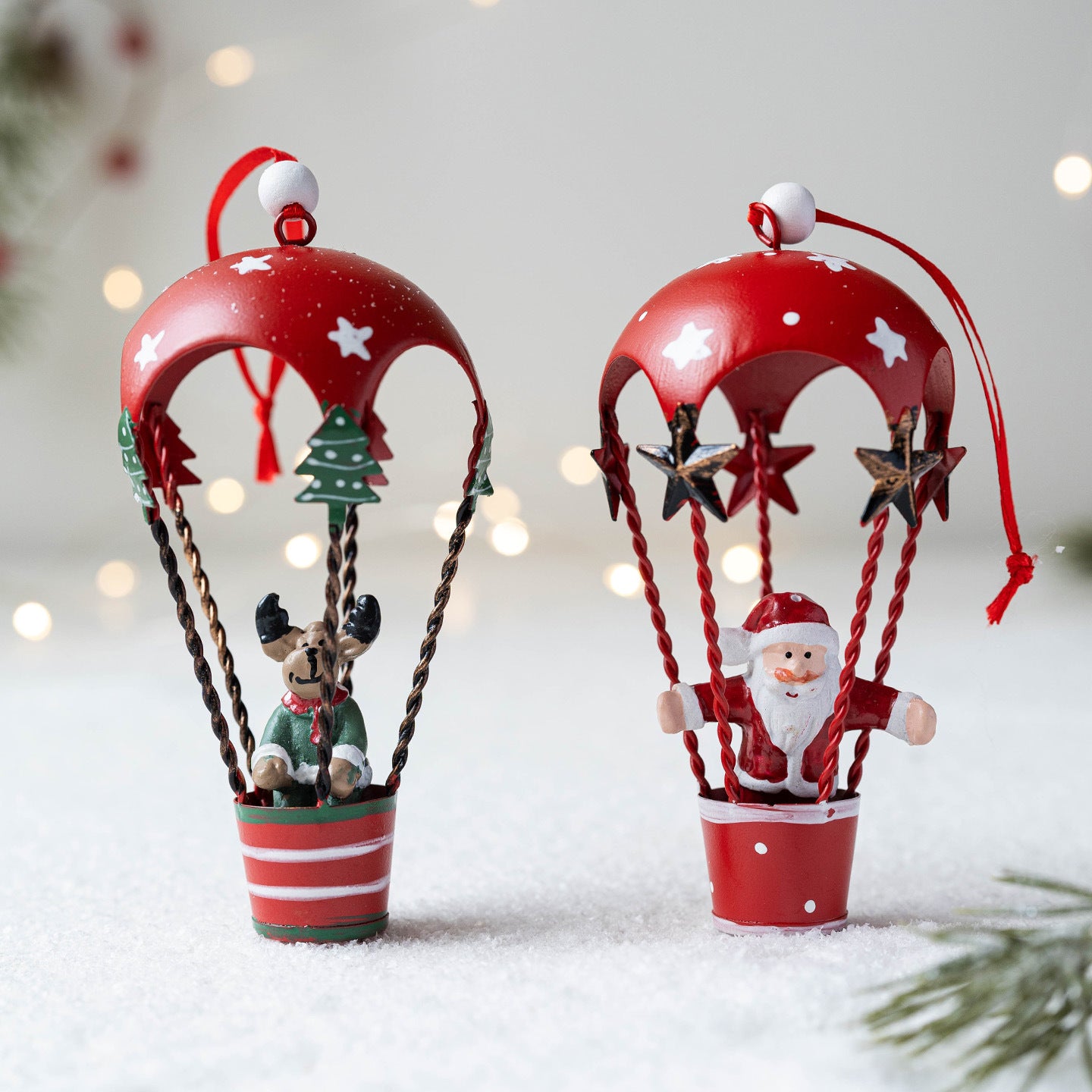 Skybound Christmas Legends – Santa, Snowman & Reindeer Hot Air Balloon Ornaments Collection Berriscent