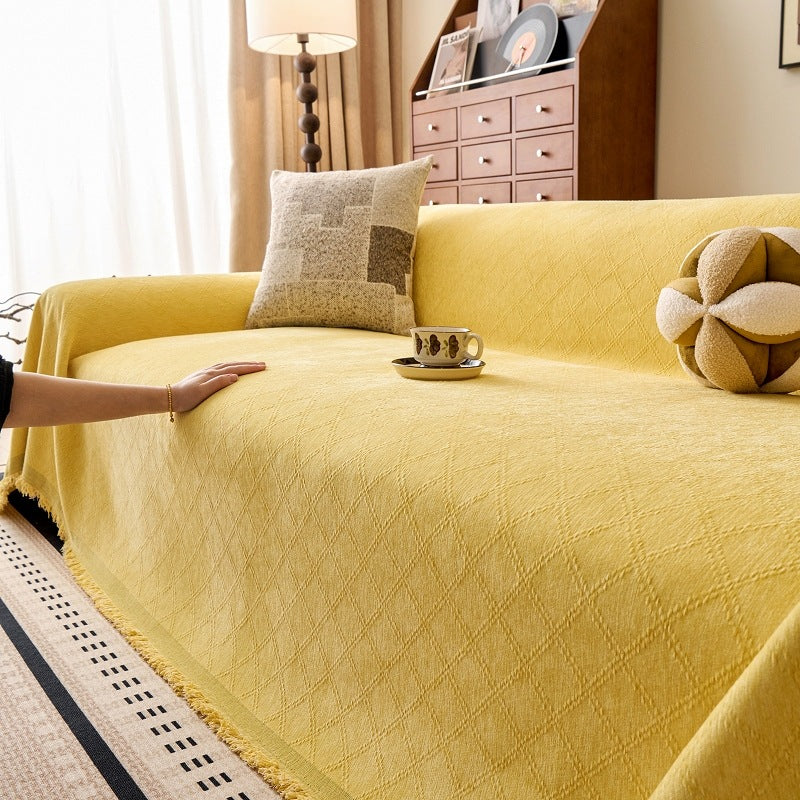 Diamond Jacquard Chenille Sofa Cover Berriscent