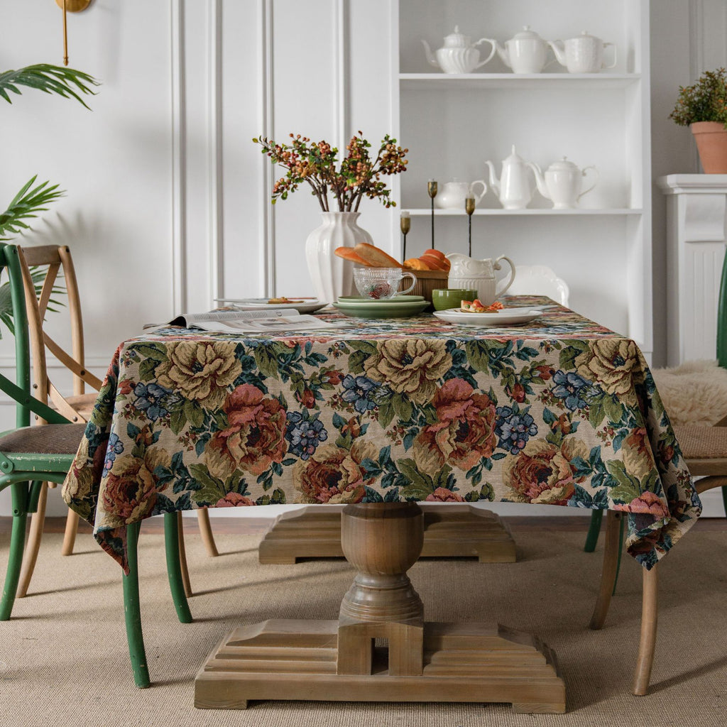 The Heritage Bloom | Jacquard Cotton Blend Tablecloth