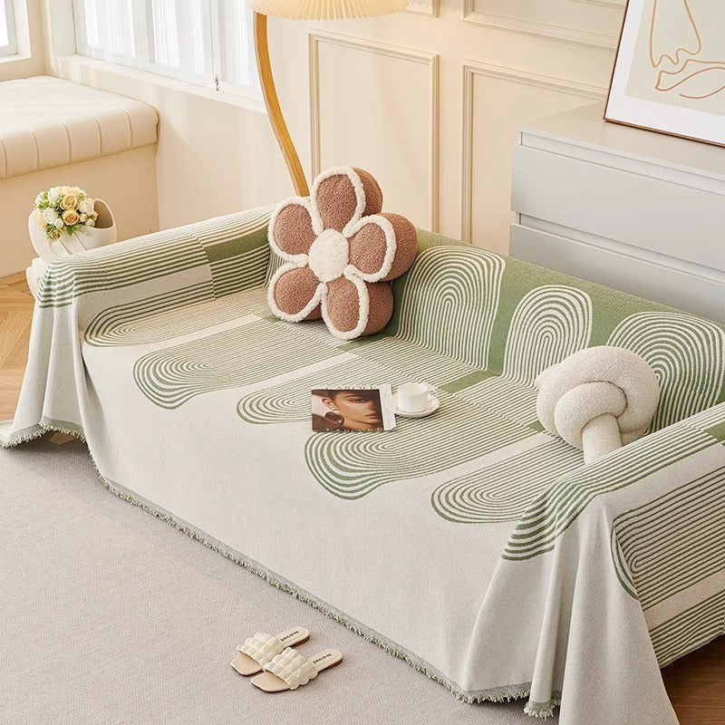 Arc Lines Chenille Sofa Cover Berriscent