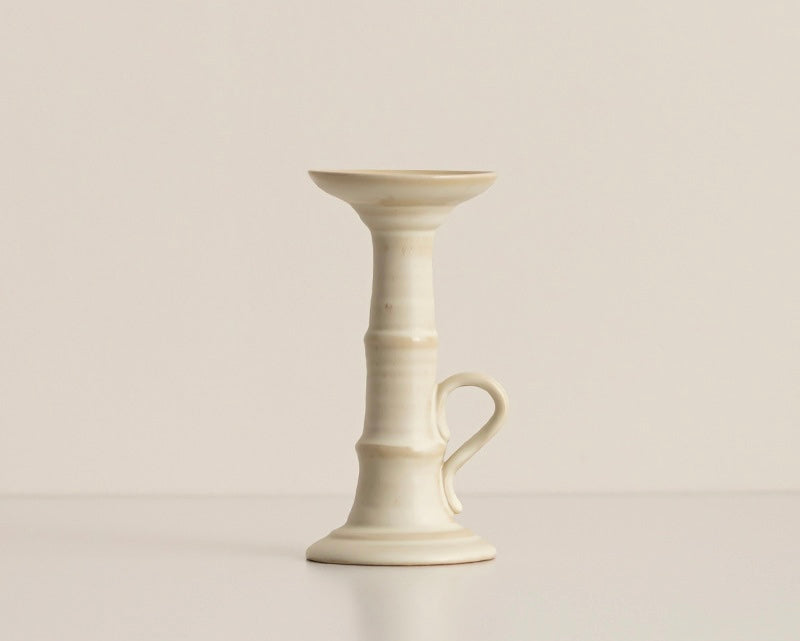 Ivory Handle Ceramic Candle Holder – Minimalist Artisan Elegance Berriscent