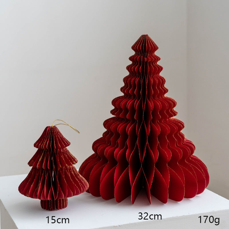Elegant Foldable Paper Christmas Trees – 3D Holiday Decoration Set