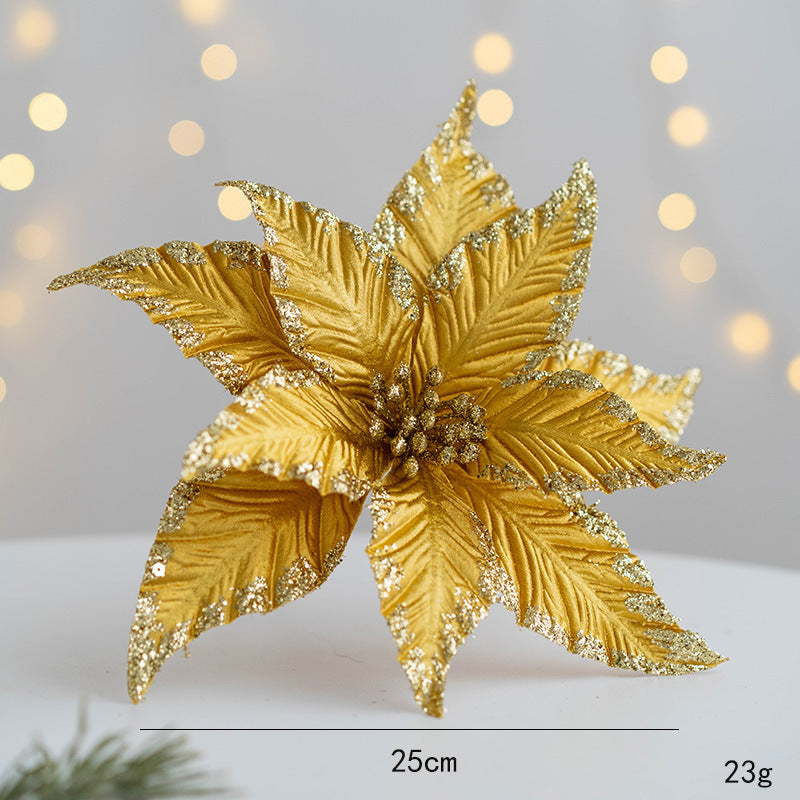 Luxury Glitter Poinsettia Christmas Flower Decoration Berriscent