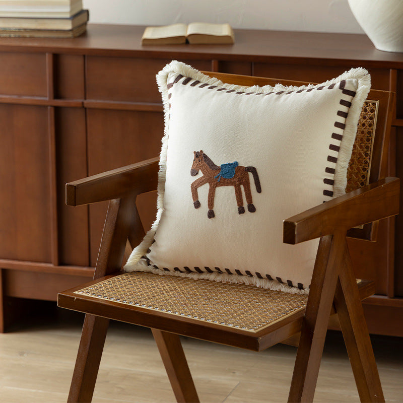 Countryside Embroidered Cotton Pillowcases – 45×45 cm Berriscent