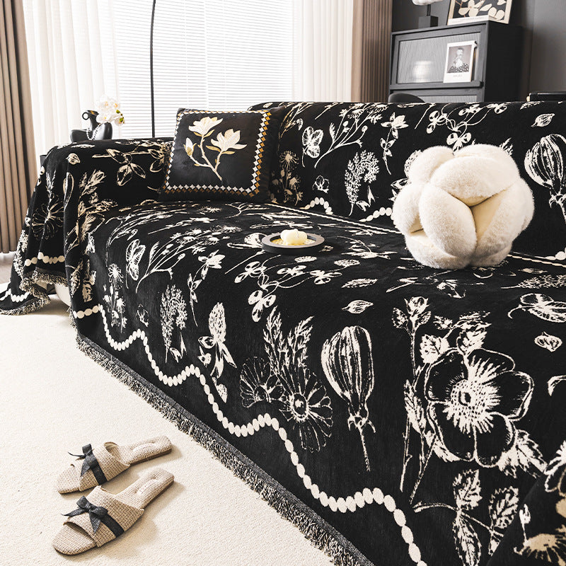 Botanical Harmony Chenille Sofa Cover Berriscent