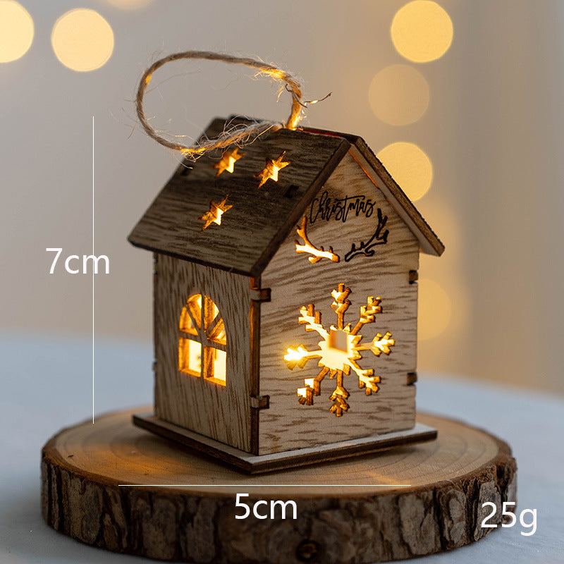 Wooden Christmas House LED Ornaments