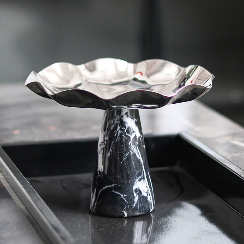 Marble Base Sculpted Metal Bowl Berriscent