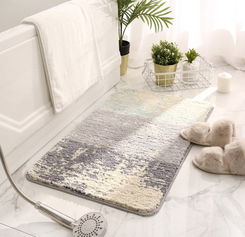 Colour Block Plush Floor Mat Berriscent