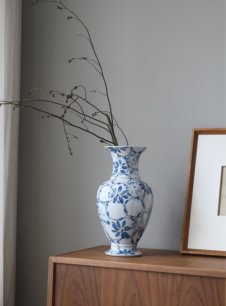 Azure Bloom Porcelain Vase Berriscent