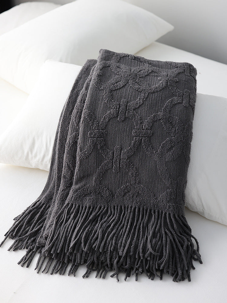 Interlock Chain Knit Throw Blanket Berriscent