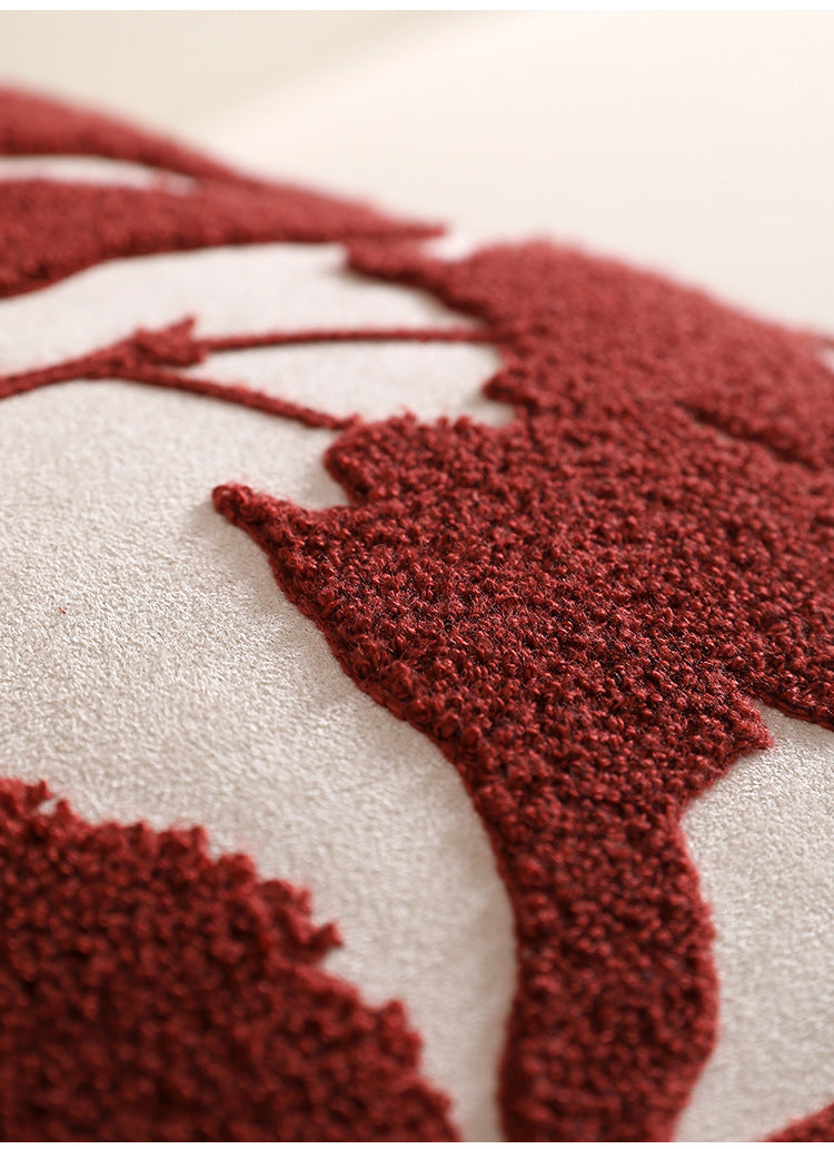 Textured Floral Velvet Pillowcases – Red Relief Pattern Berriscent