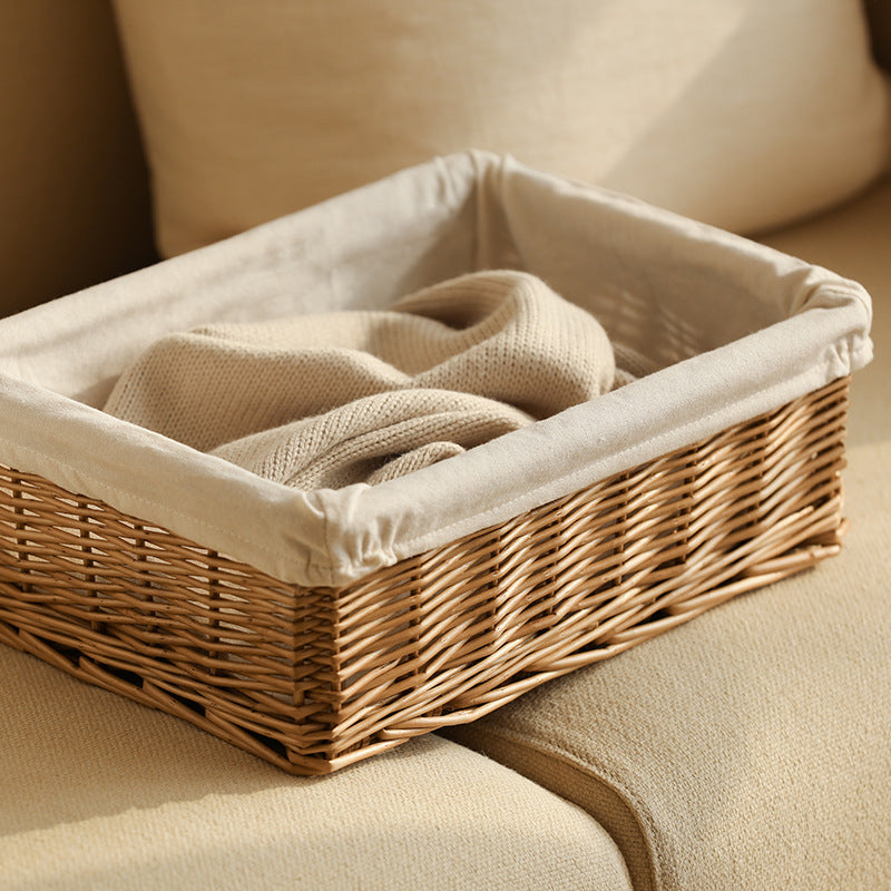 Rustic Woven Storage Basket with Cotton Liner Berriscent