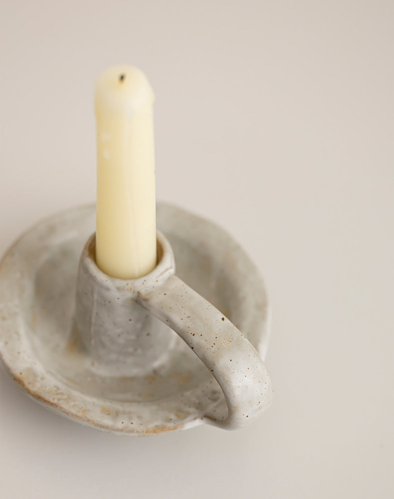 Handcrafted Ceramic Candle Holder – Speckled Ivory Berriscent
