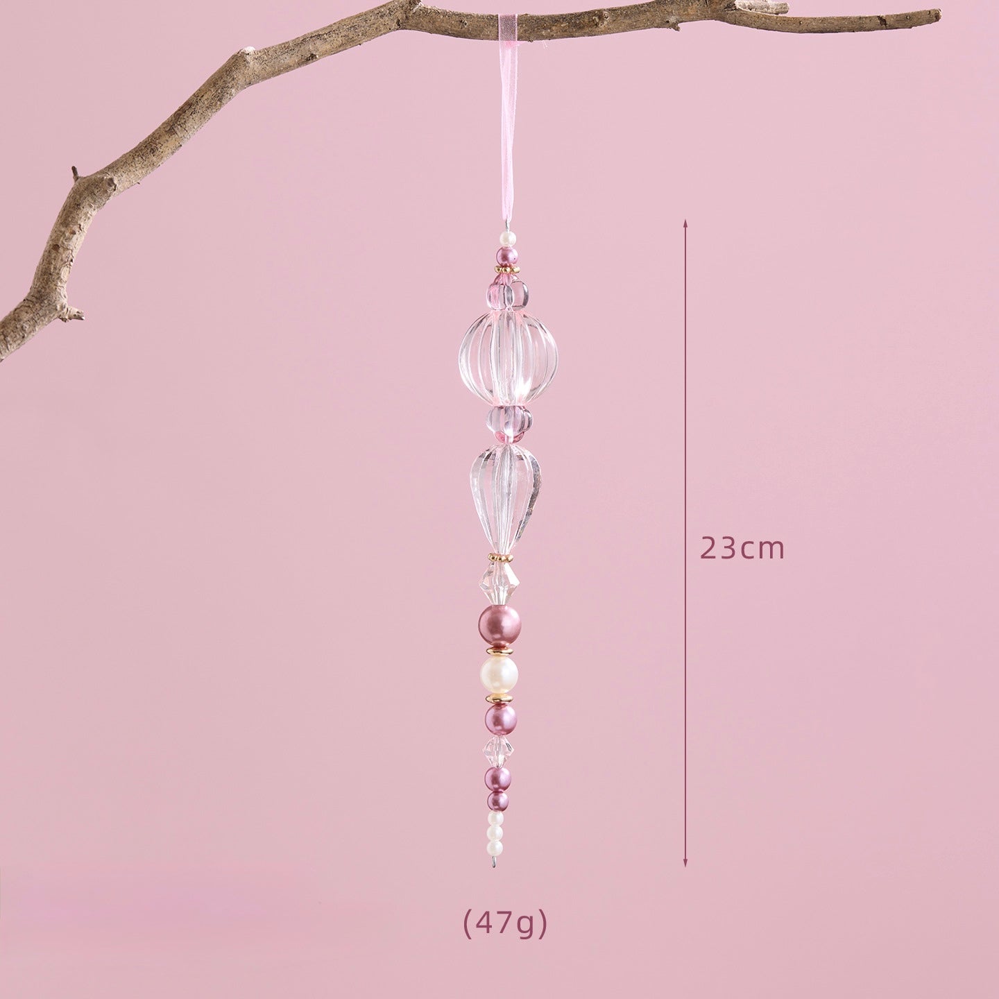 Blush Crystal Bead Ornament Set