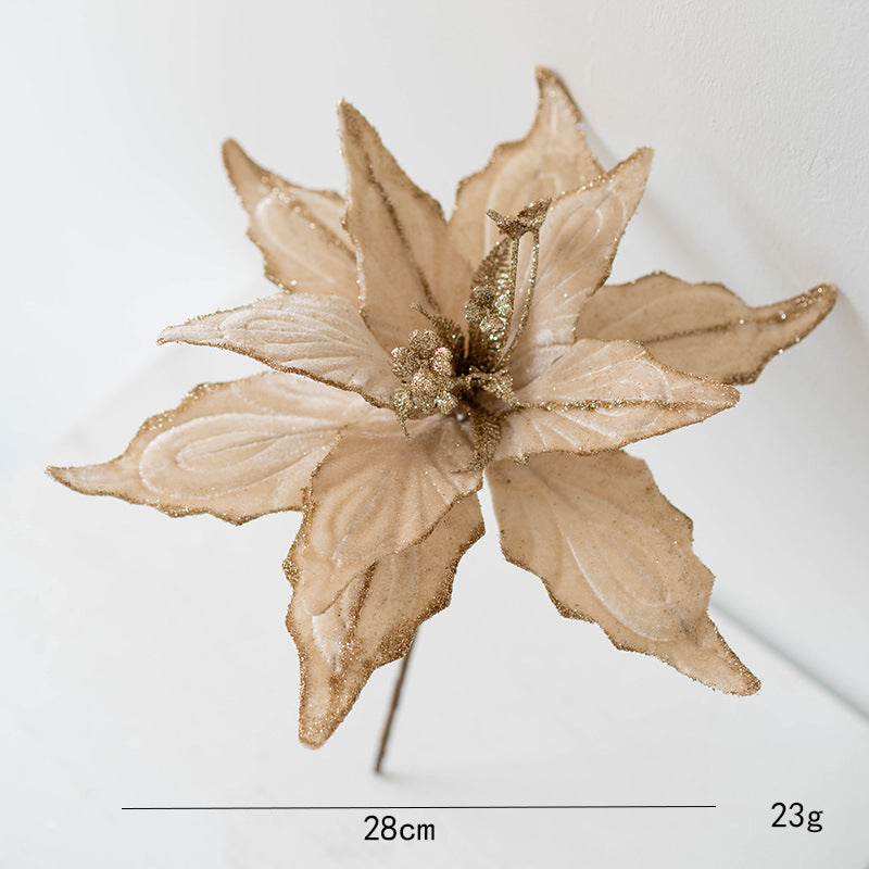Artificial Glitter Poinsettia Flower Collection – 28 cm