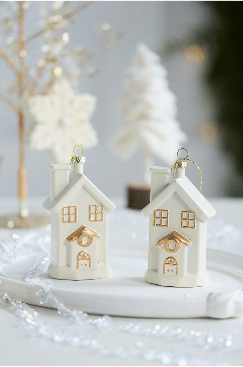 Snowlit Grace Christmas Ornaments – Elegant White & Gold Holiday Collection