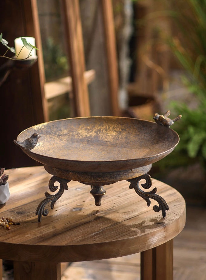 Rustic Wrought Iron Bird Bowl Berriscent