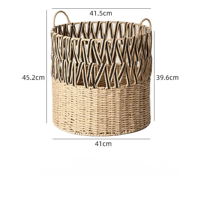 Handwoven Natural Fibre Storage Basket with Handles Berriscent