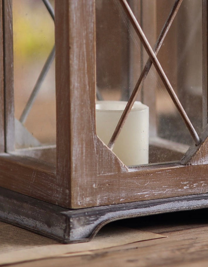 Rustic Wood & Metal Lantern Berriscent
