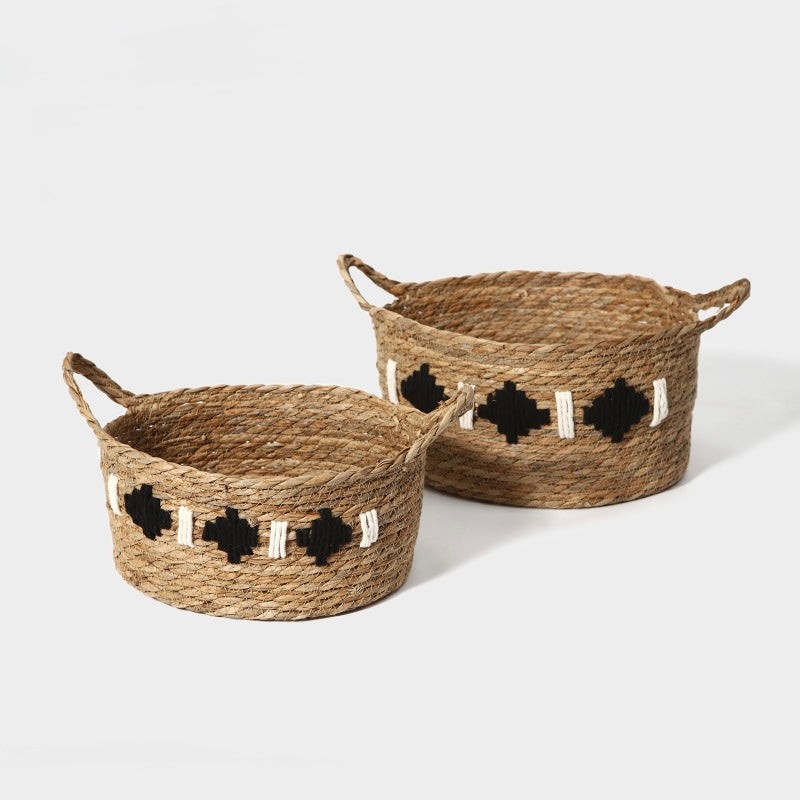 Geometric Woven Seagrass Storage Basket