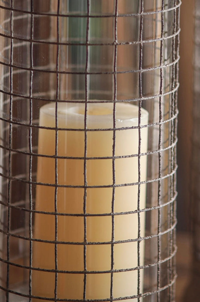 Rustic Aged Metal Cage Lantern – Tall Vintage Candle Holder Berriscent