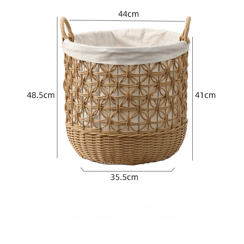 Woven Rattan Storage Basket with Cotton Lining Berriscent