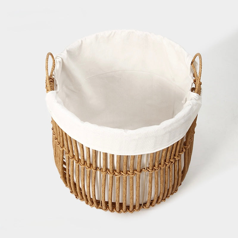Handwoven Rattan Laundry & Storage Basket with Fabric Lining Berriscent