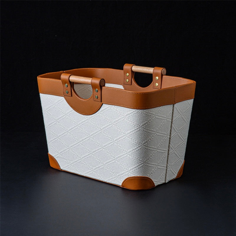 Heritage Leather & Oak Carry Basket Berriscent