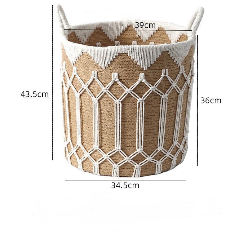 Macramé Seagrass Storage Basket with Cotton Rope Detailing Berriscent