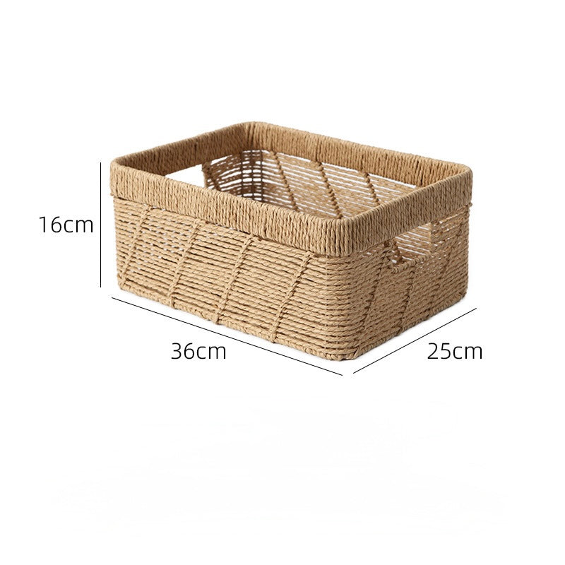 Rectangular Handwoven Natural Storage Basket with Handles Berriscent