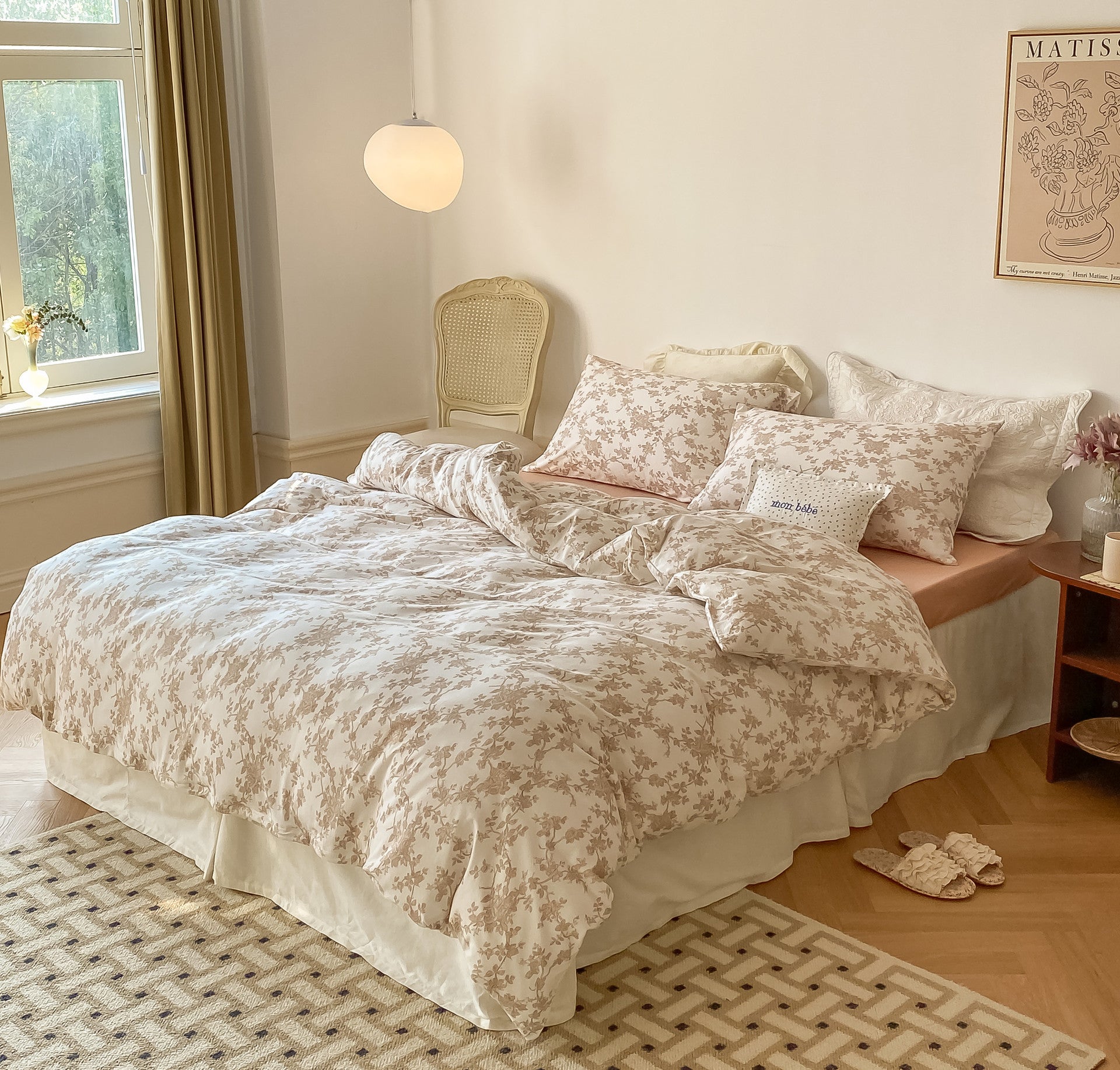 Soft Botanical Cotton Bedding Set — Blush Sand Floral Berriscent