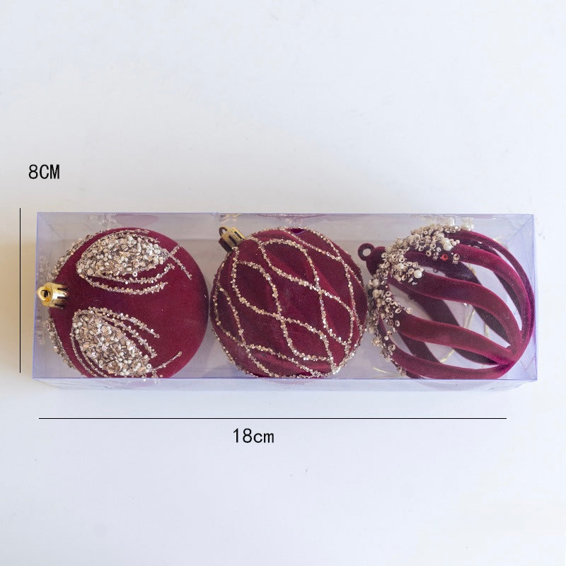Luxurious Velvet & Glitter Christmas Ornaments Set