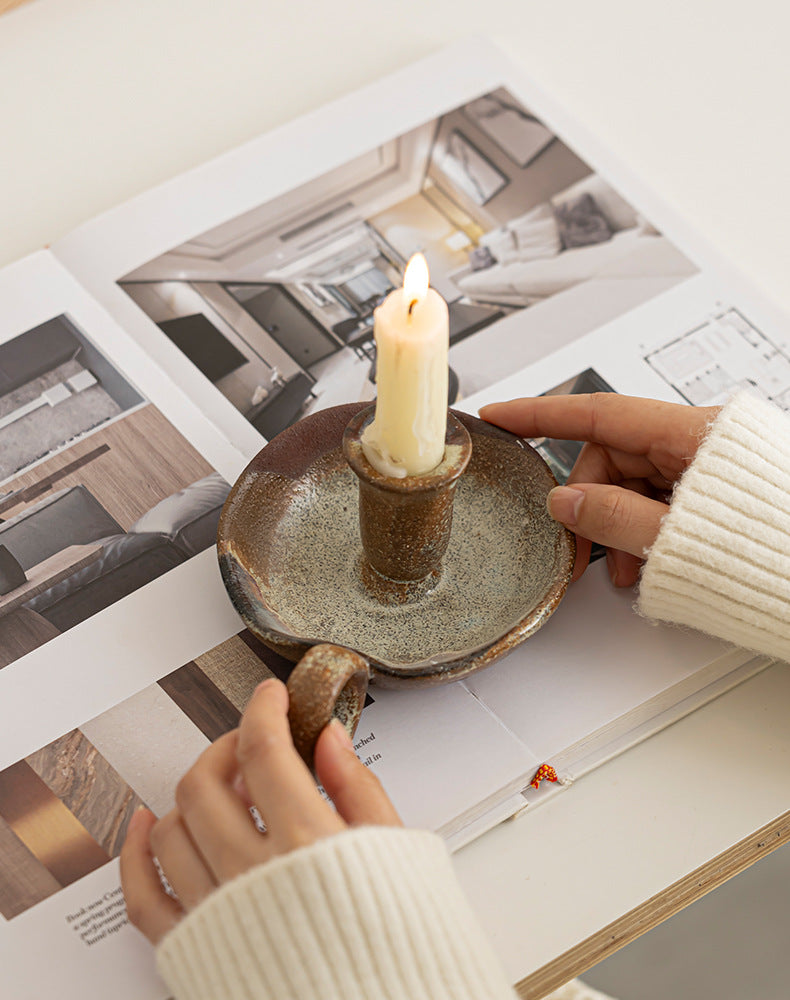 Rustic Glaze Ceramic Candle Holder Berriscent