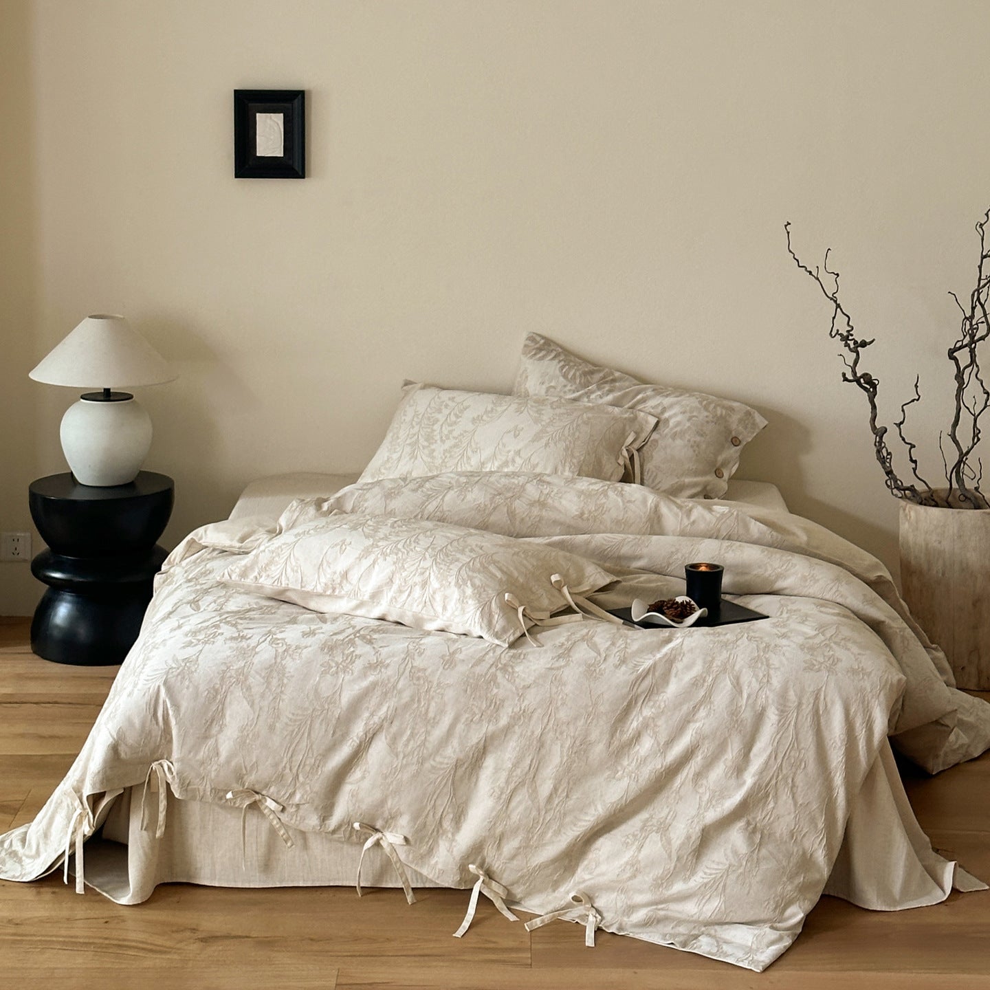 Linen Jacquard Cotton–Linen Four-Piece Bedding Set Berriscent