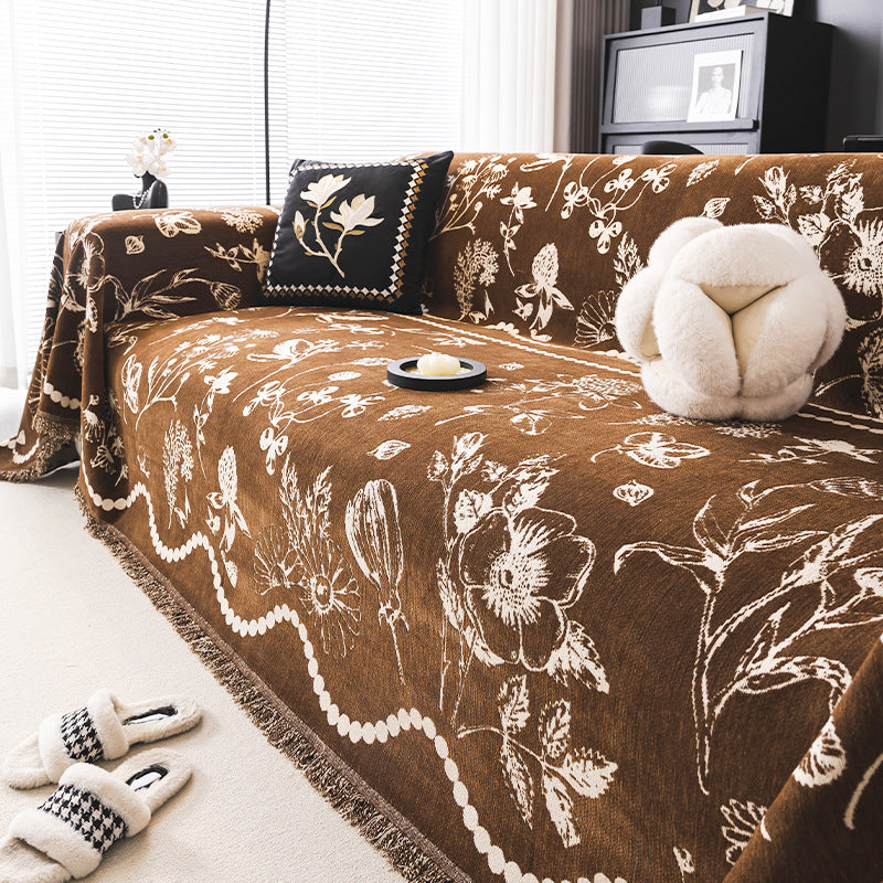 Botanical Harmony Chenille Sofa Cover Berriscent