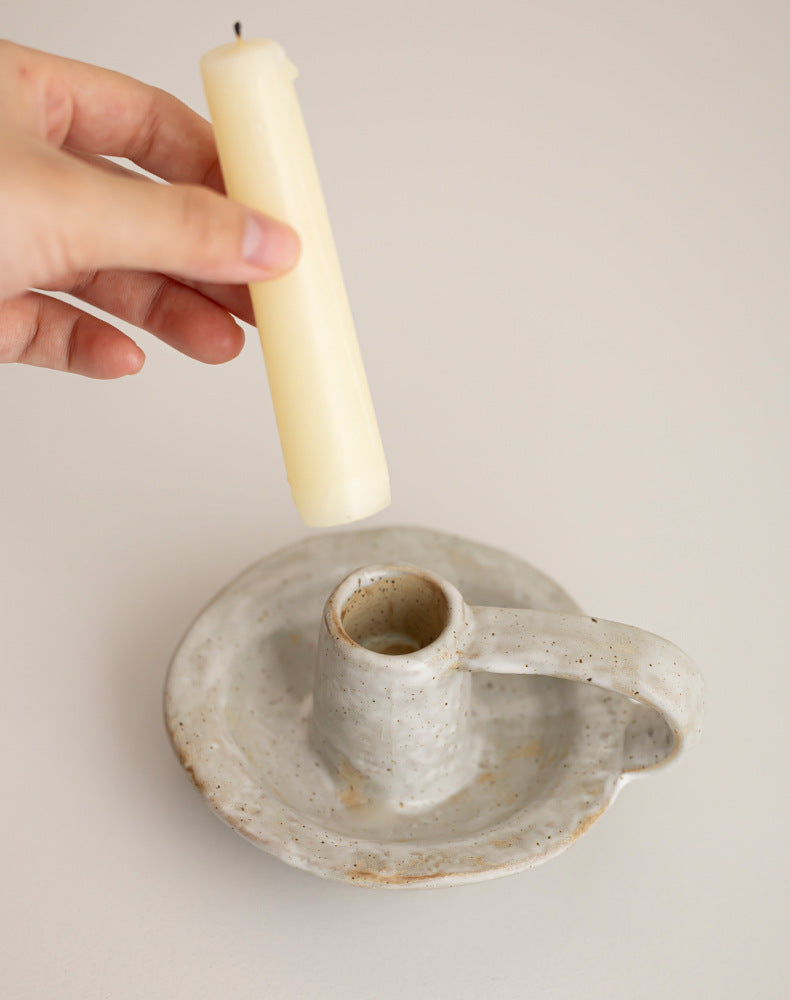 Handcrafted Ceramic Candle Holder – Speckled Ivory Berriscent