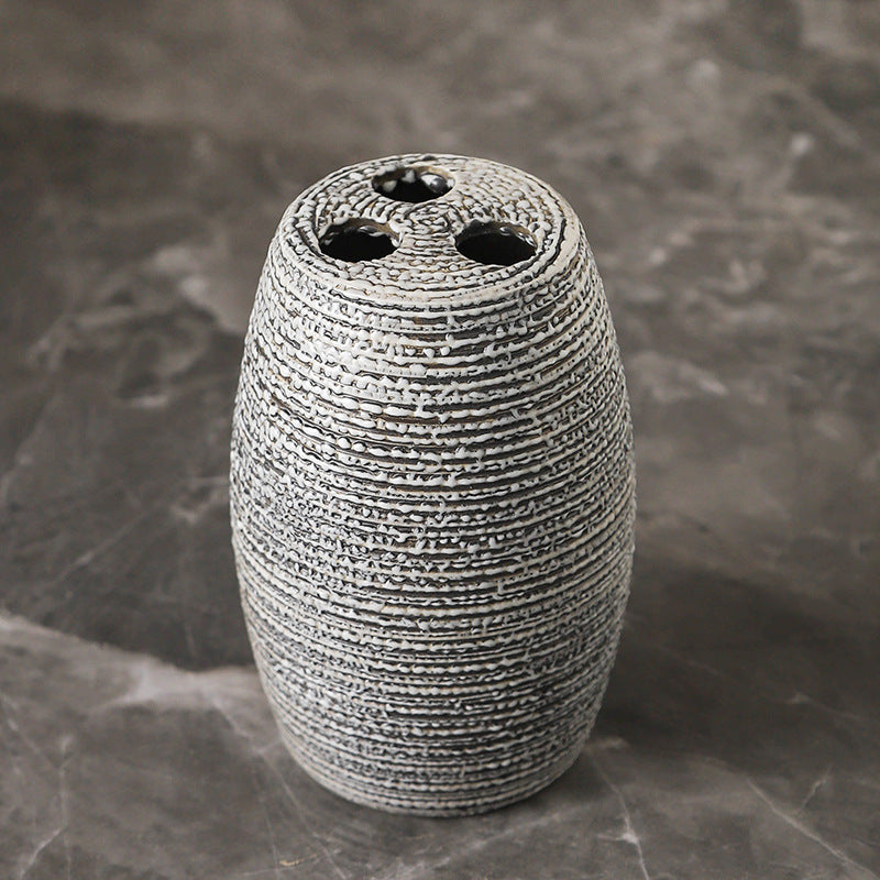 Obsidian Texture Ceramic Bathroom Set Berriscent