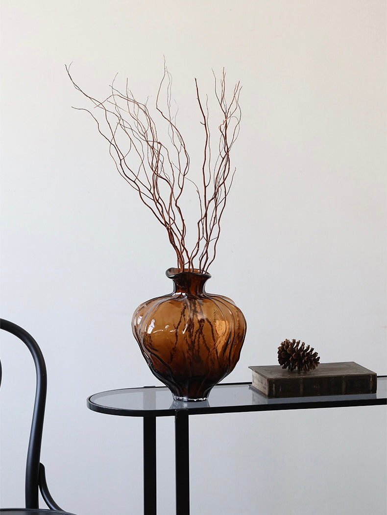 Sculpted Amber Glass Vase Berriscent