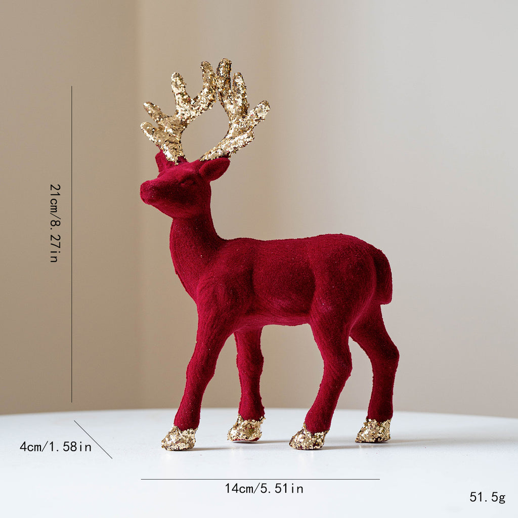 Luxury Christmas Deer Figurine Collection – Velvet & Glitter Pairs