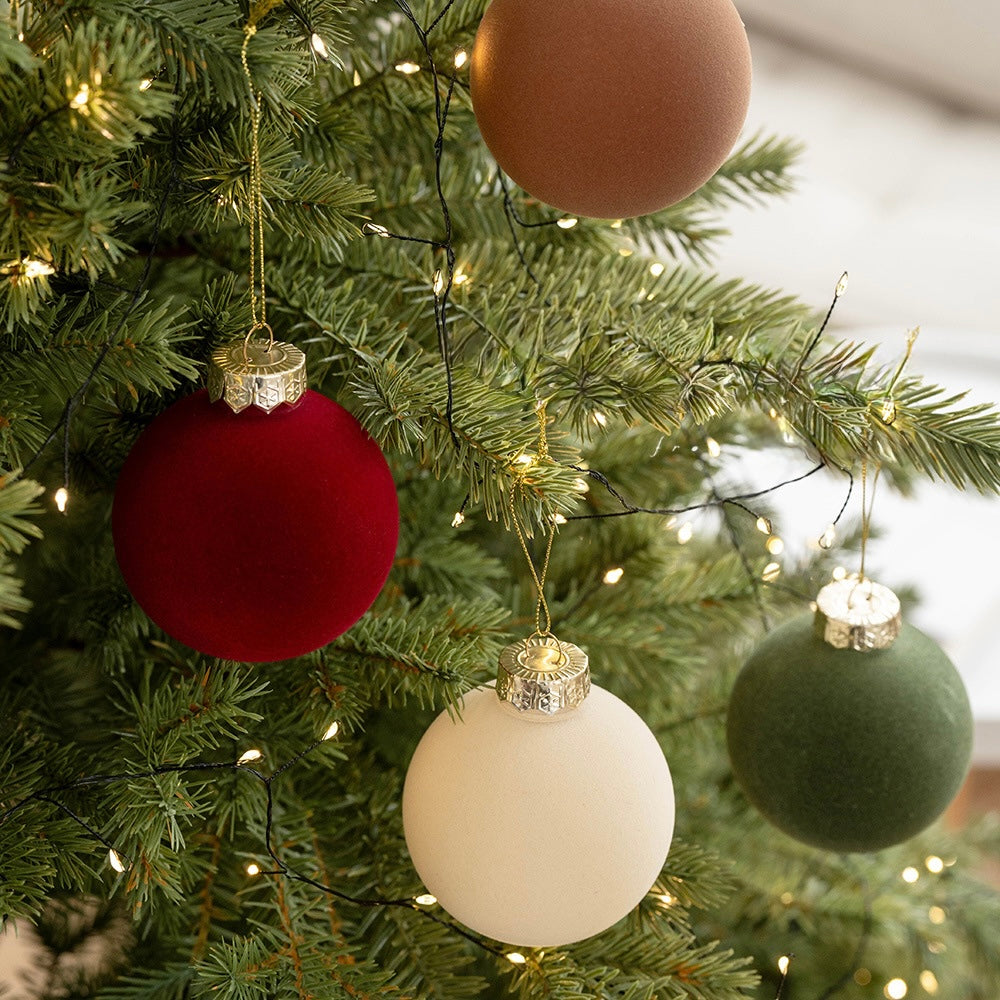 Velvet Elegance Christmas Ball Ornaments – Set of 6 (8cm)