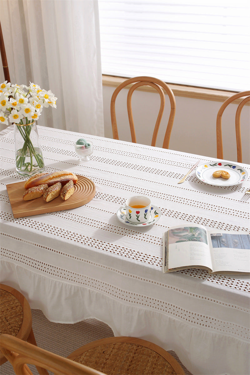 White Haven Lace Tablecloth | Pure Cotton Decorative Cover Berriscent